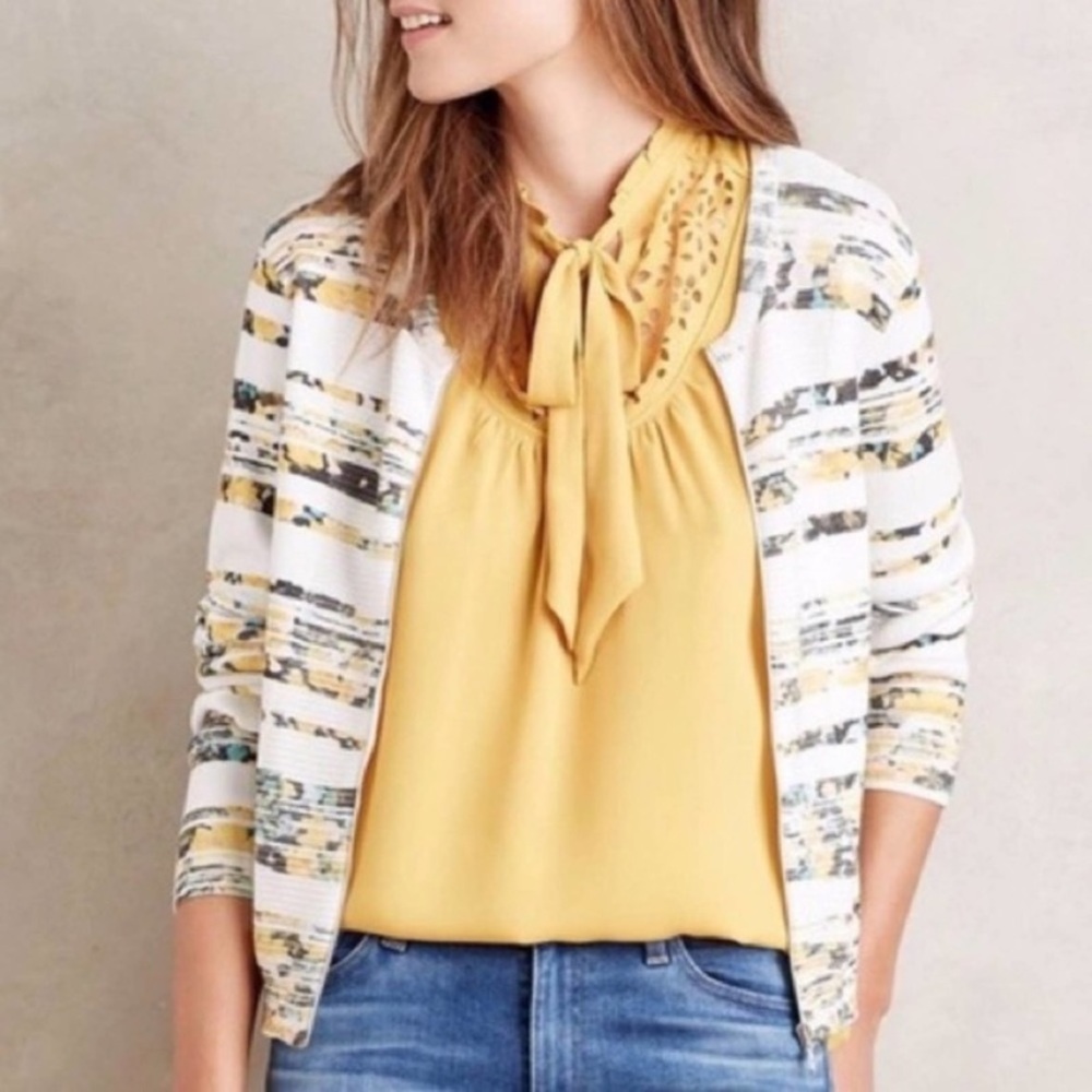Anthropologie MOTH Floral Array Zip up Cardigan